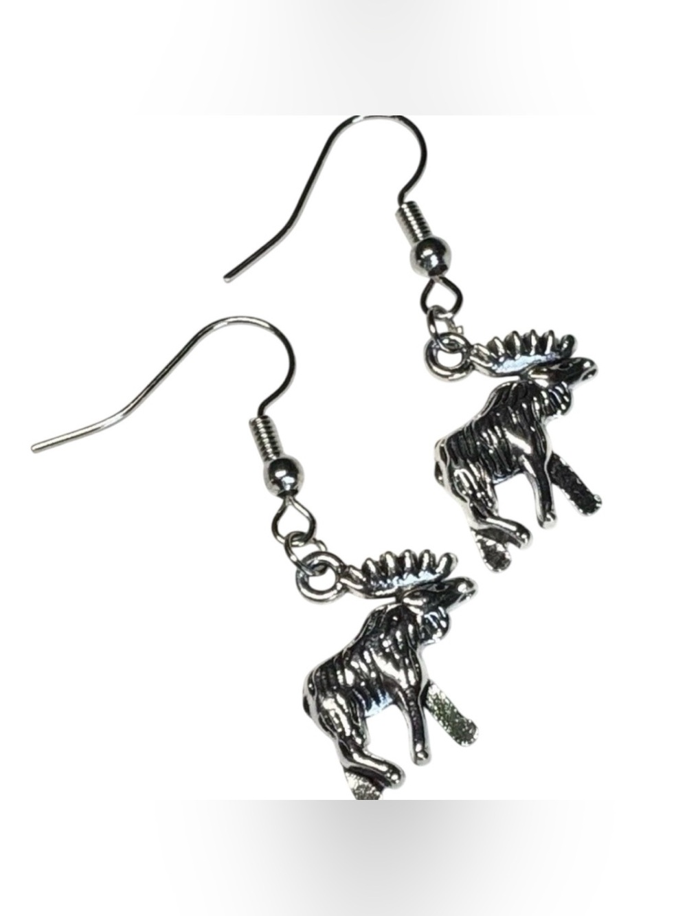 Moose Wildlife Charm Handmade Dangle/Fishhook Earrings